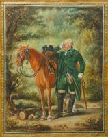 Aquarell: Adeliger mit Pferd, um 1850