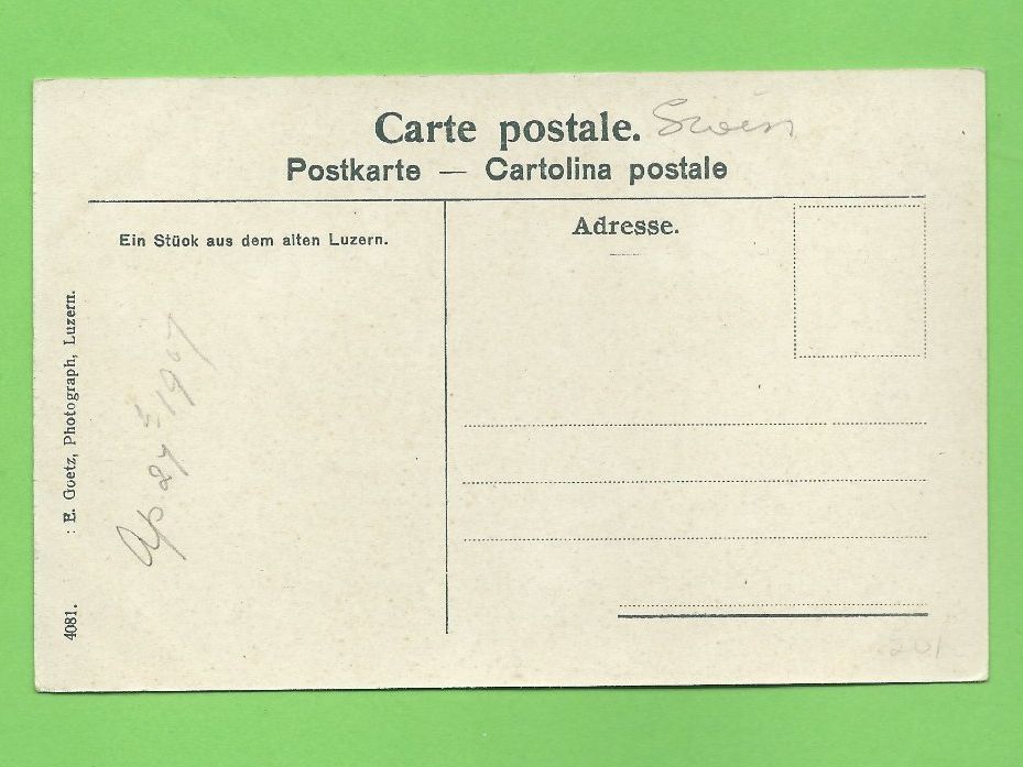 Cartoline postali: Gasthaus zu Pfistern Luzern um 1900 – Usato da Zürich venduto da t24_de 1