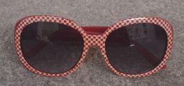 Sonnenbrille rot mit Muster quaretmuster/graue Gläser