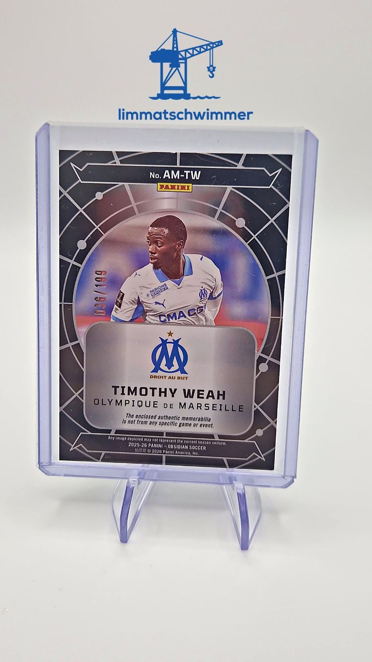 Panini Carte collezionabili: Timothy Weah Obsidian 25/26 Atomic Patch /199 Marseille – Nuovo (secondo la descrizione) da Zürich venduto da limmatschwimmer 1