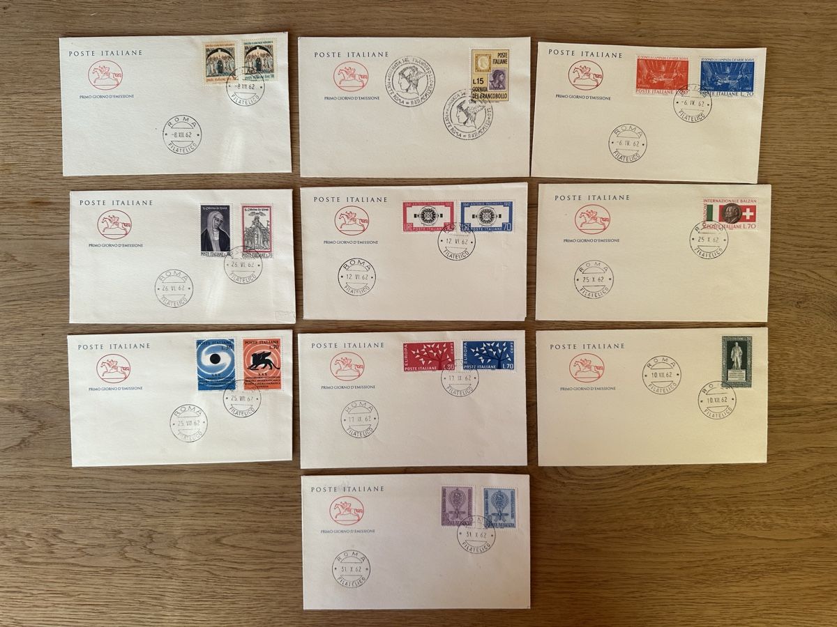 Tutti i francobolli: Italien - 10x FDC 1962 – Usato da Schmitten / FR venduto da Samsara169