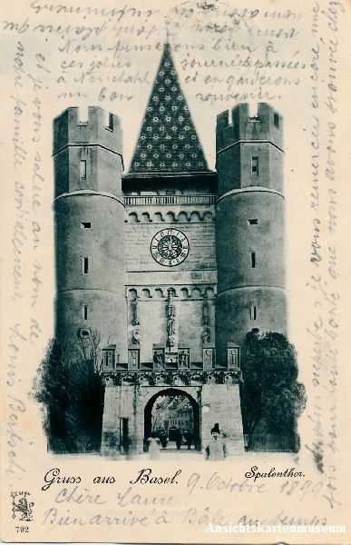 Cartoline postali: Basel - Spalentor Lichtdruck + 1899 – Usato da Emmenbrücke venduto da teestube