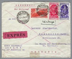 1934, EILBRIEF MIT SASS. E18 0 ROM, AUF BRIEF 900+ €; SELTEN