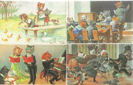 Katzen vermenschlicht 23 Thiele AK Motiv sehr gut erhalten