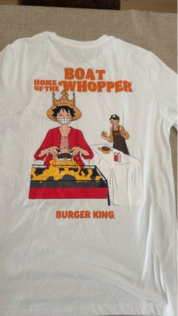 Burger King T-Shirt L "Boat Whopper" Print Weiss