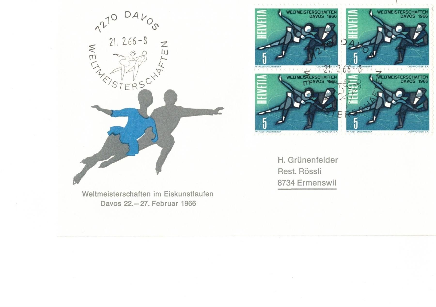 Tutti i francobolli: 1966 Davos -Weltmeisterschaften – Usato da Rheinau venduto da loxis