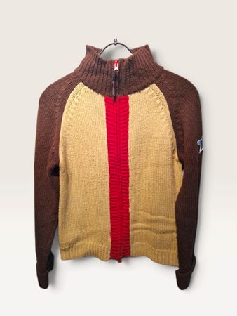 Fashionable double zip Italian knit cardigan 