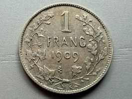 1 Franc 1909 Belgien - Silber 835/1000