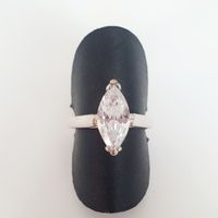 Silber Ring 925 mit Zirkonia im Navetteschliff, Gr 16,9 mm