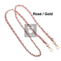 Handykette in Pink Gold Leder/Metall 2x Karabiner Verschluss