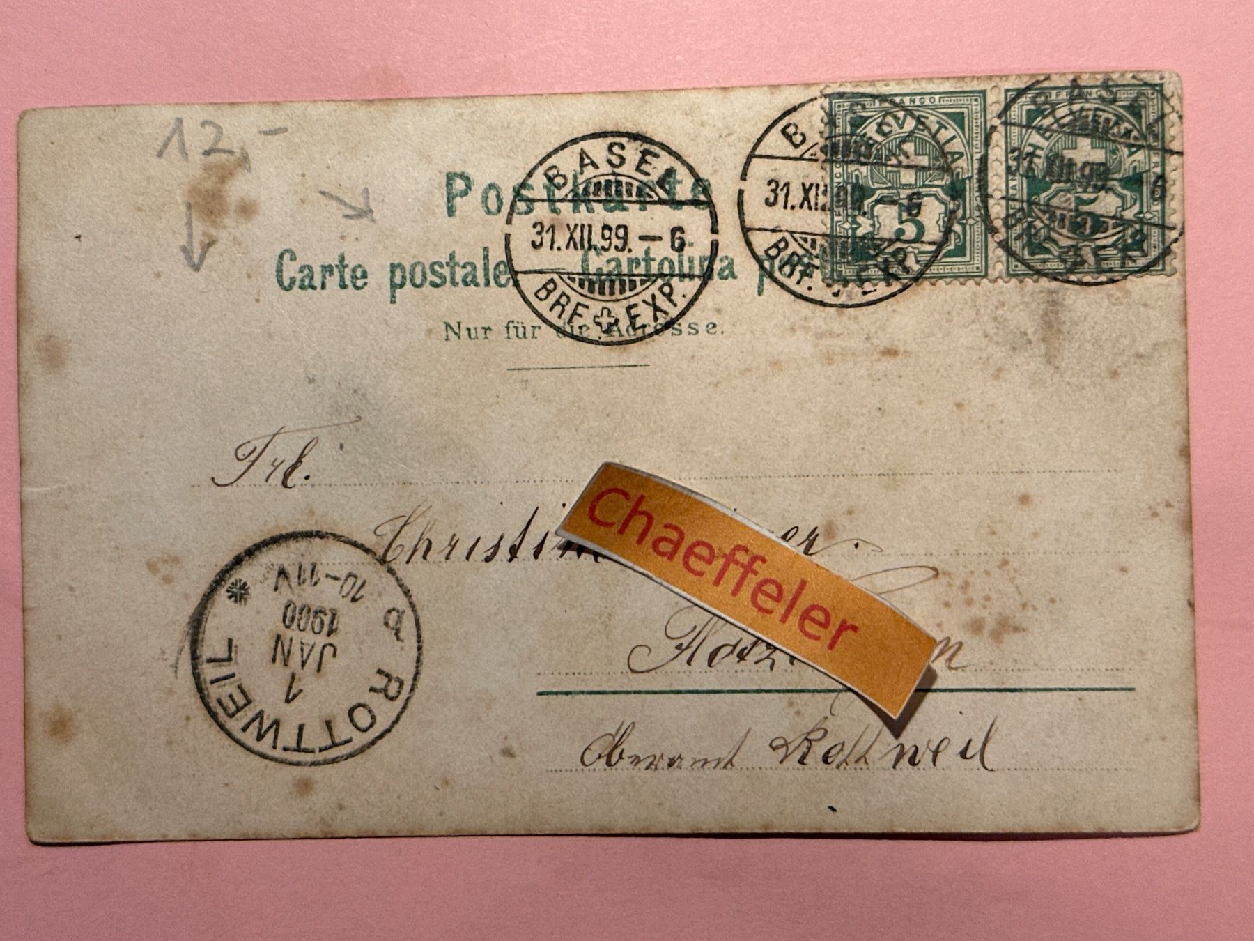 Cartes postales: Glückwunsch-Karte 1899 – D'occasion à Zürich par Chaeffeler 1