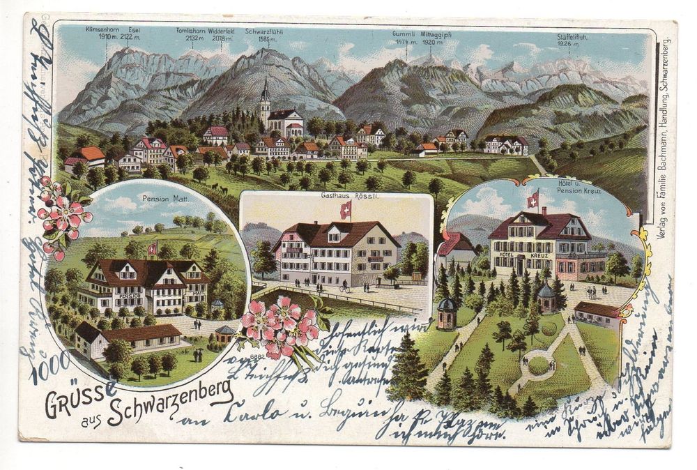 Litho Gruss Aus Schwarzenberg Gasthaus Rössli Hôtel Kreuz Kaufen Auf