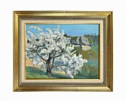 Francis ANDRUET (1923) Abricot en fleur, huile sur panneau
