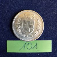 Silbermünze 5 Fr. CH von 1969