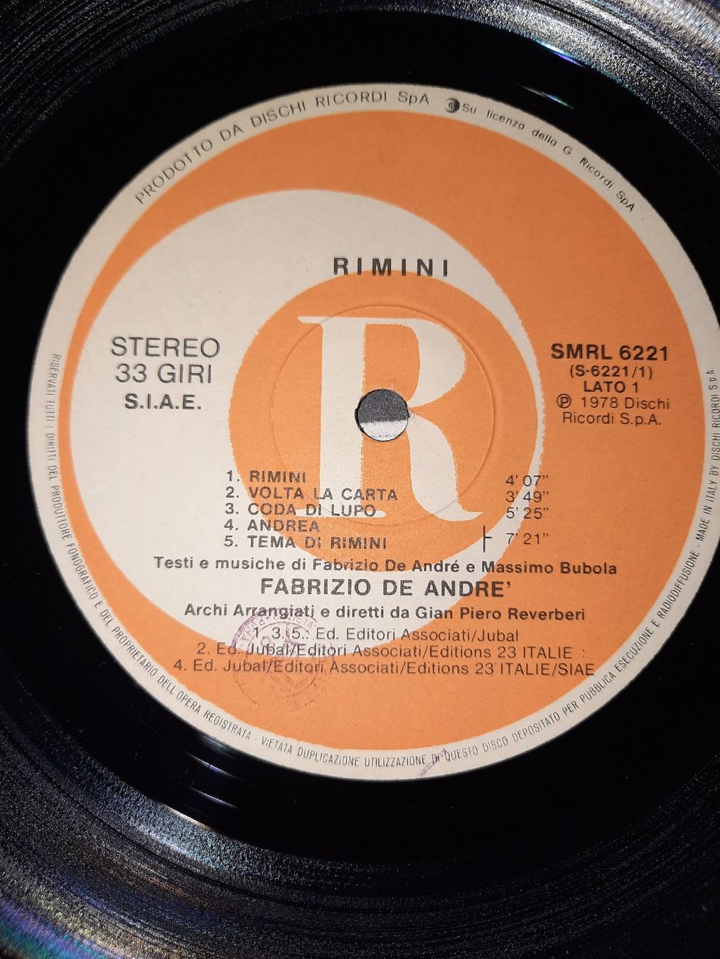 Dischi in vinile: RIMINI Fabrizio de André LP – Usato da Biasca venduto da Old_6blh 1