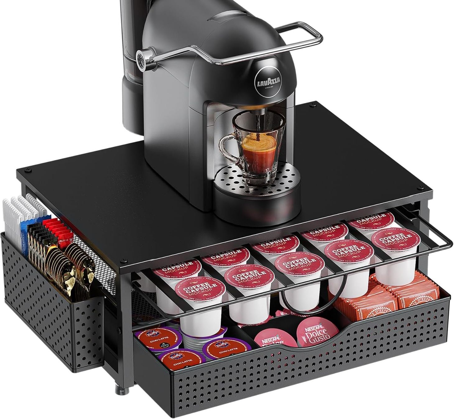 Macchine per caffè & Macchine per espresso: Kaffeekapselhalter Schwarz 2 Etagen Organizer – Nuovo e nell'imballaggio originale da Suhr venduto da SchnapperCH