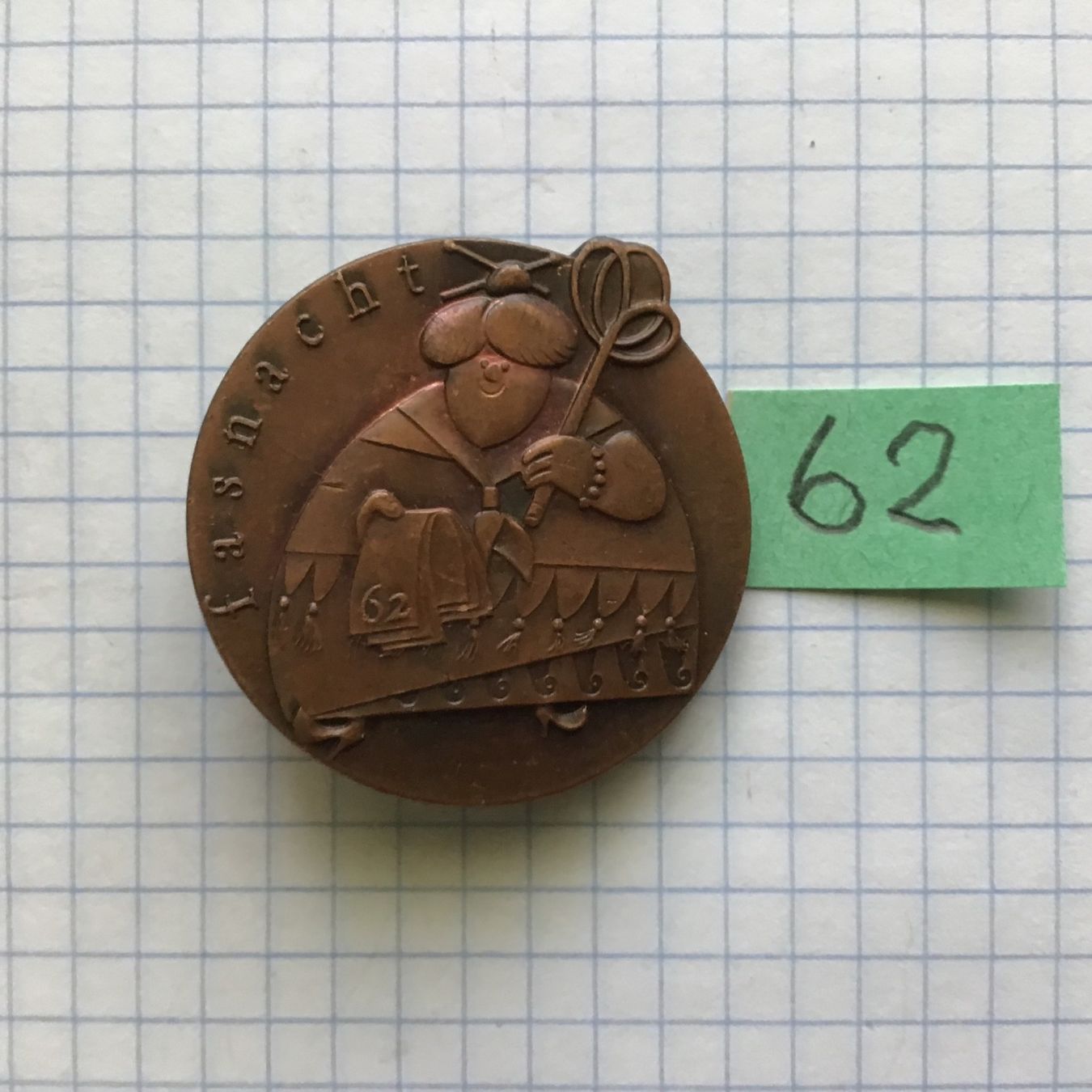 Basler Placchette & Badge: Baslerfasnachtsplaketten Kupfer 1962 – Usato da Arlesheim venduto da printz01