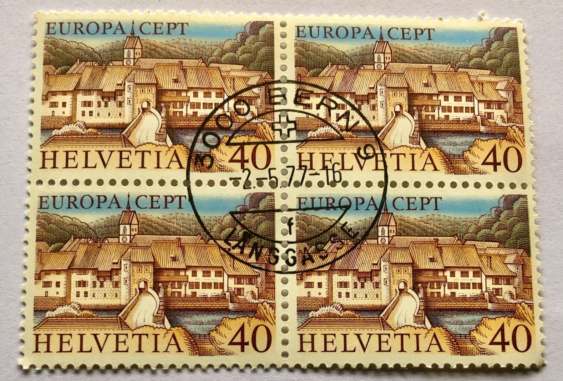 Tutti i francobolli: 4er Block Nr.589 Stempelt Bern 1977   – Usato da Aarau venduto da Billa007