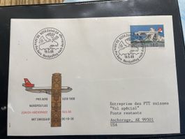 Swissair Pro Aero Nordpolflug Brief 1988 mit Stempel😍 (56)