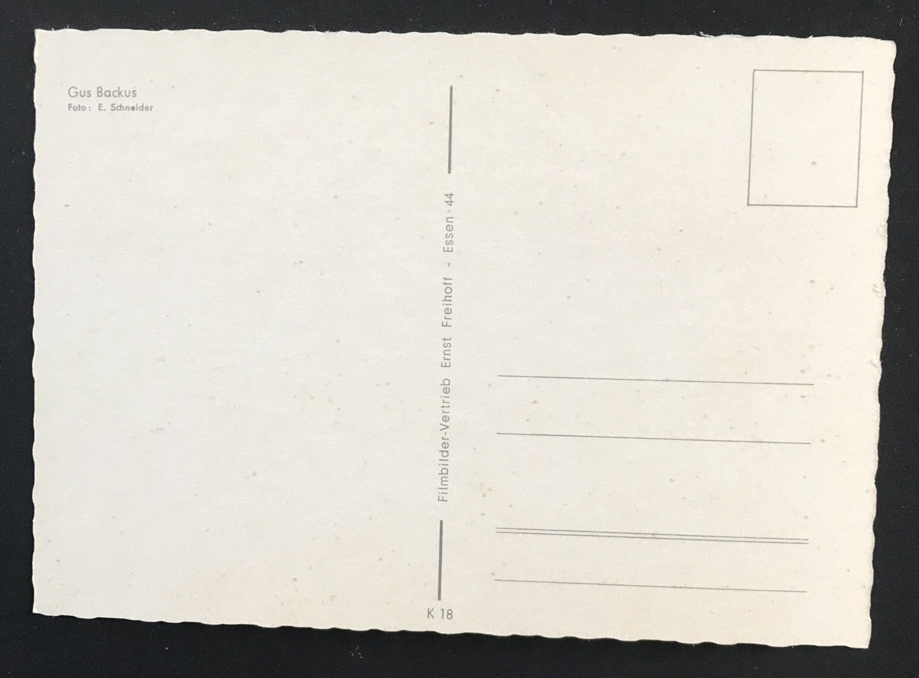 Ansichtskarten: ANSICHTSKARTE GUS BACKUS – Gebraucht aus Ostermundigen von wini63 1