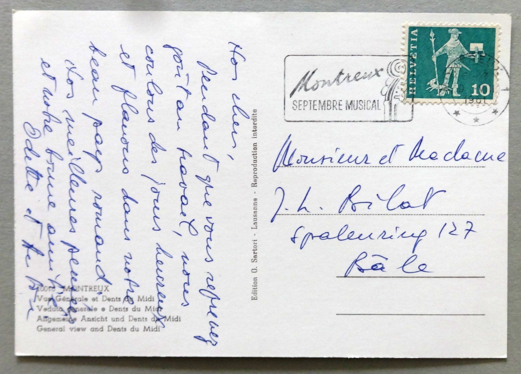Cartoline postali: Montreux - Vue générale – Usato da Fétigny venduto da Billy2miny 1
