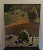 Vintage Kunstdruck „Rast beim Heuen“ Matthäus Loder