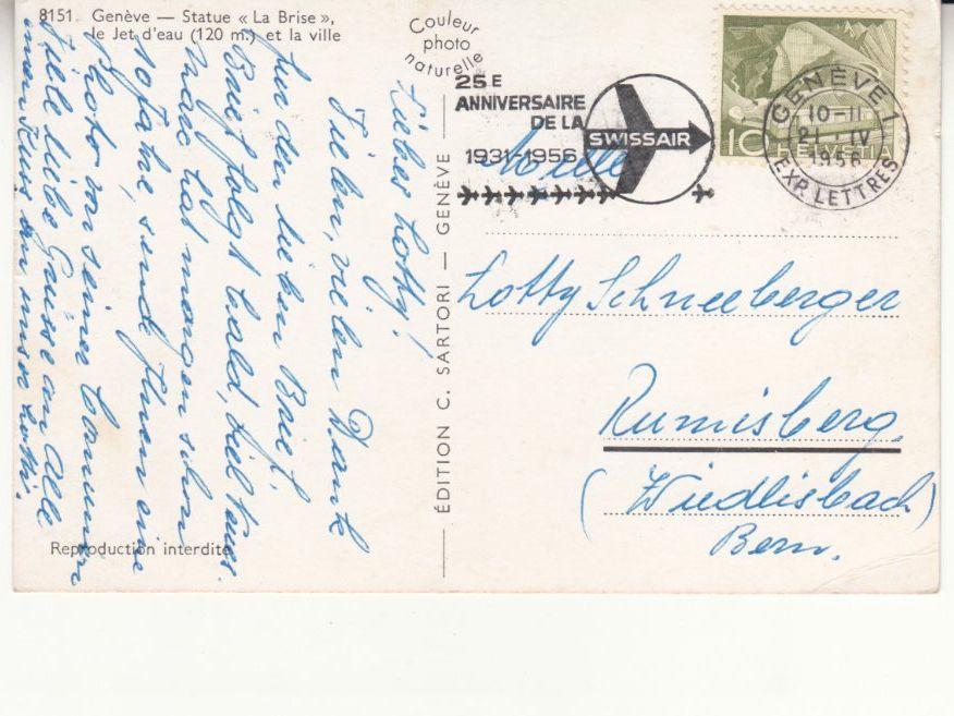 Cartoline postali: Genève 1956 – Usato da Bürglen TG venduto da StampGraf 1