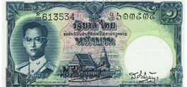Thailand 1 Baht ND P-74b WTM small Letters in 2-line UNZ