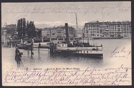 Genève Quai et Pont du Mont-Blanc Bateau Dampfschiff "Jura"