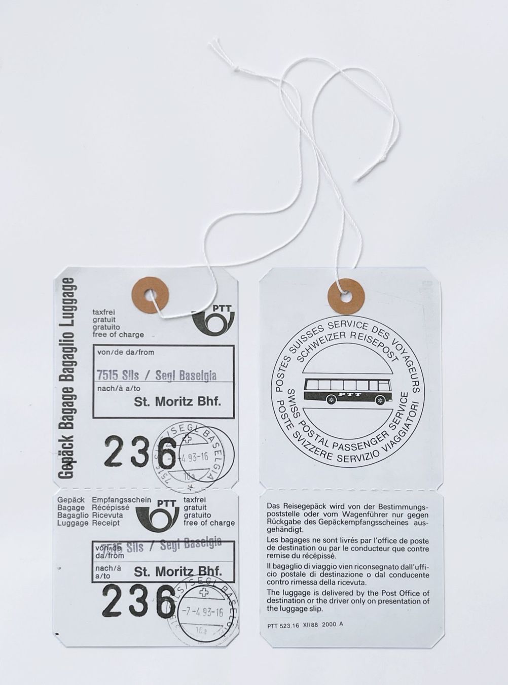 Tickets: Sils Baselgia St. Moritz 2 Postauto PTT Gepäck Etikette FBW – Neu (gemäss Beschreibung) aus Bern von AWiBe