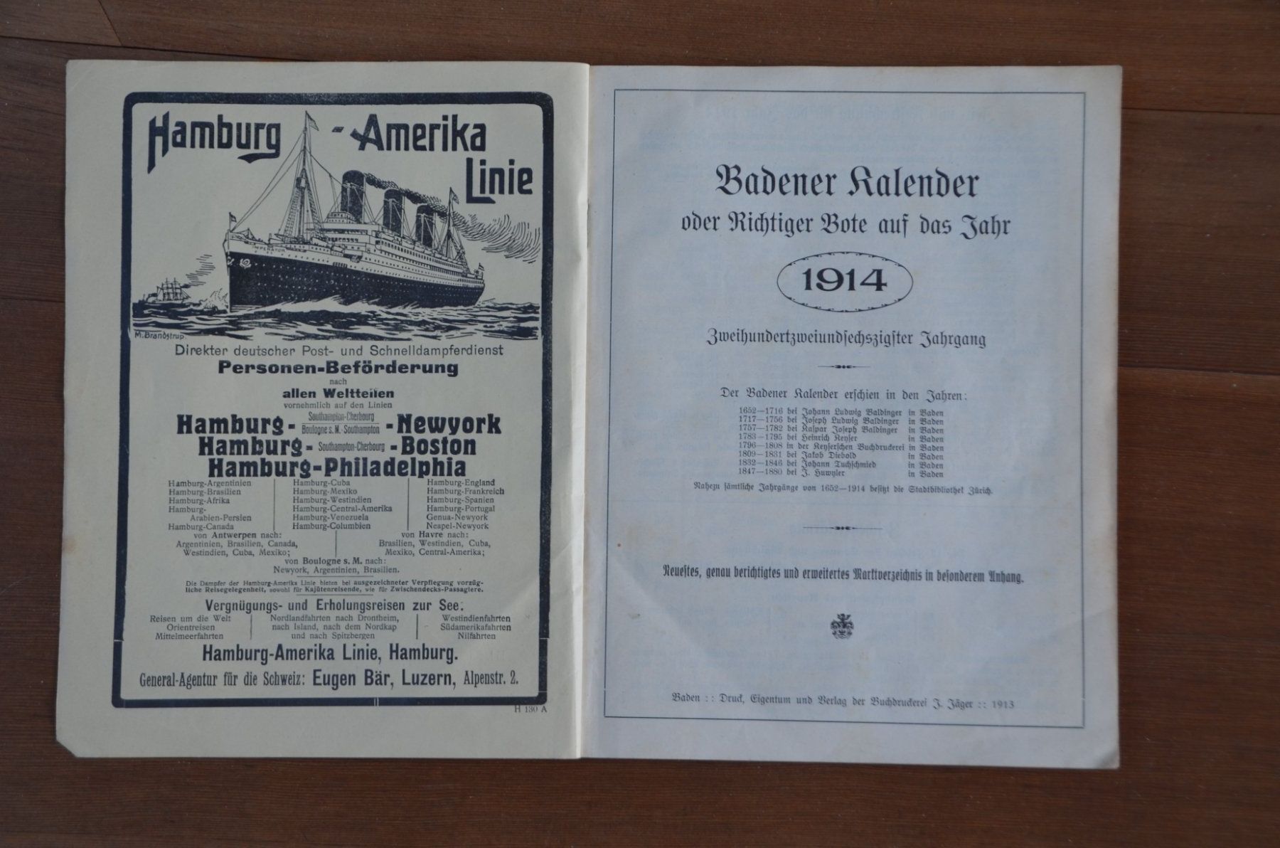 Libri: Baden Badener Kalender oder richtiger Bote 1914 108 Seiten – Usato da Olten venduto da clotaldi 1