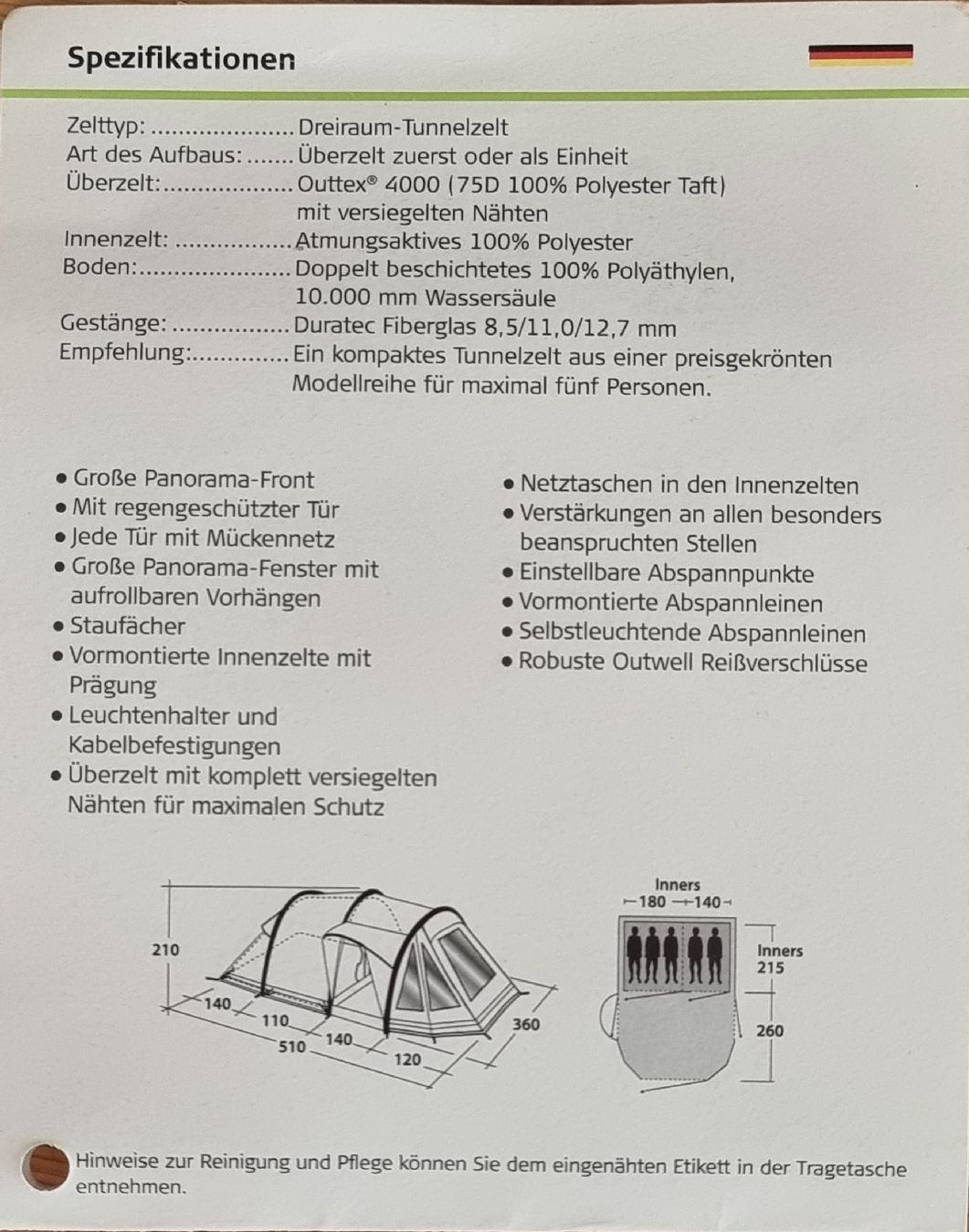 Outwell Tende : Outwell Nevada MP 5 Pers. – Usato da Eschenbach SG venduto da Fridl1 1