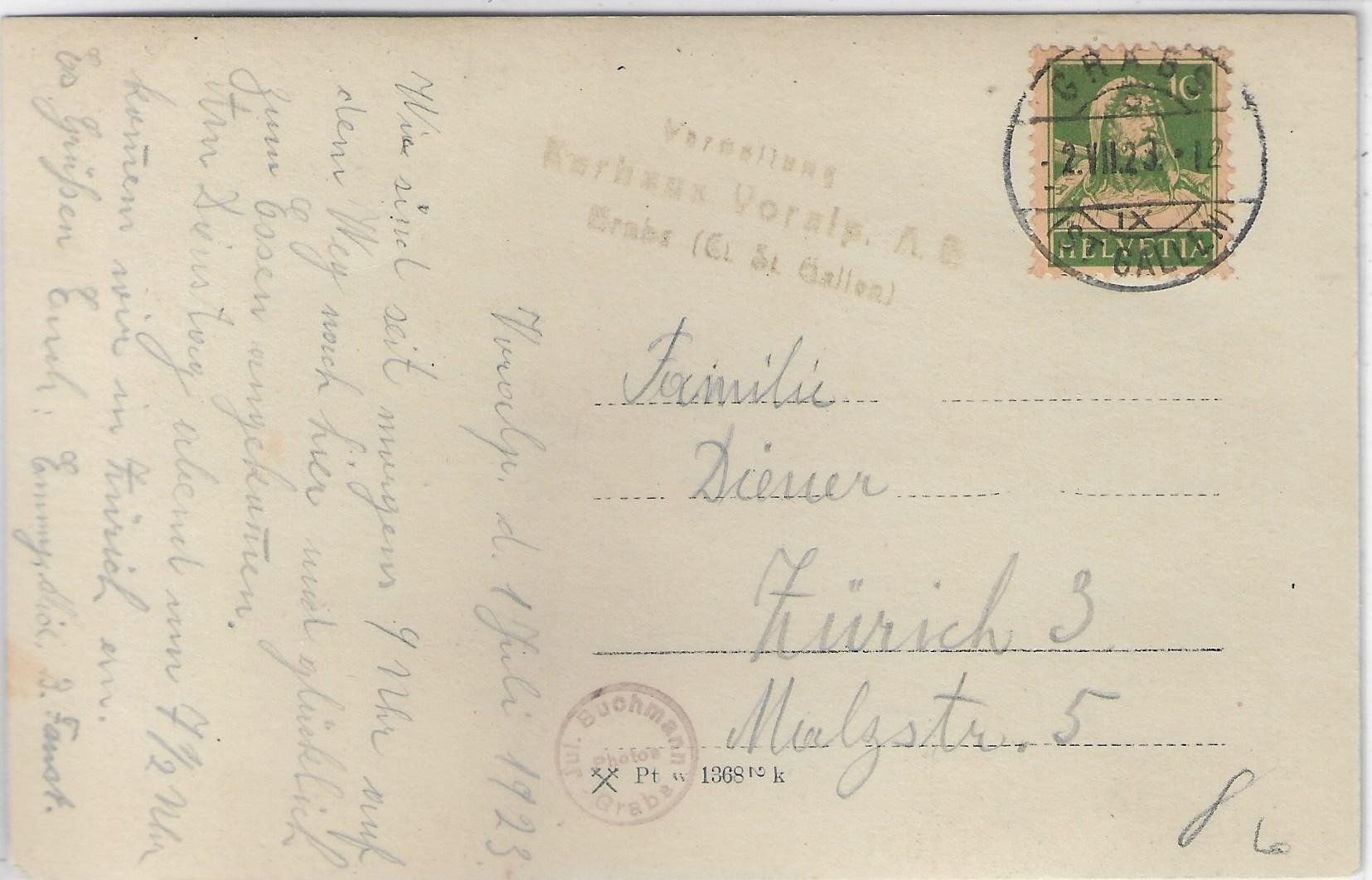 Cartoline postali: Kurhaus Voralp - Grabs – Usato da Ettingen venduto da Kartenplanet 1
