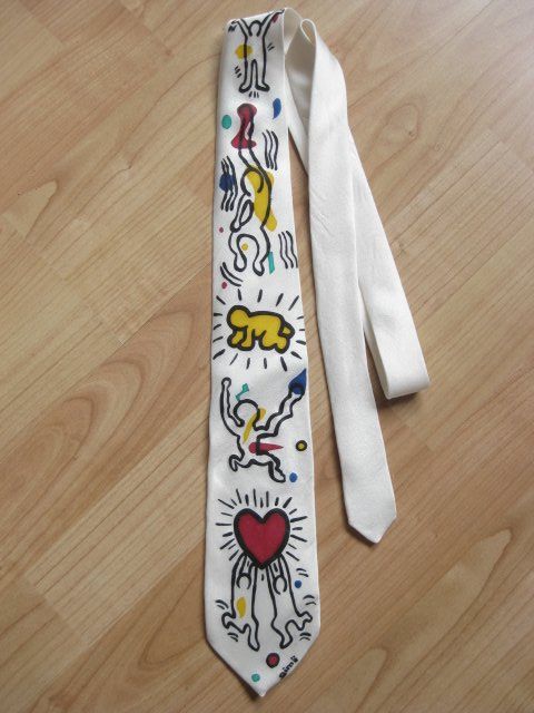Vintage Krawatte Seide Keith Haring handbemalt Designer GIMÄ (Gebraucht ...