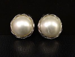 Vintage Ohrclips Clips Ohrschmuck Perle Silber 70er 80er