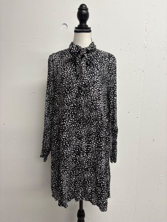 La Redoute Kleid Gr.38 Viskose schwarz weiss Punkte Schluppe