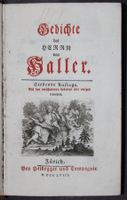GEDICHTE DES HERRN VON HALLER,ZÜRICH,1758,SELTEN