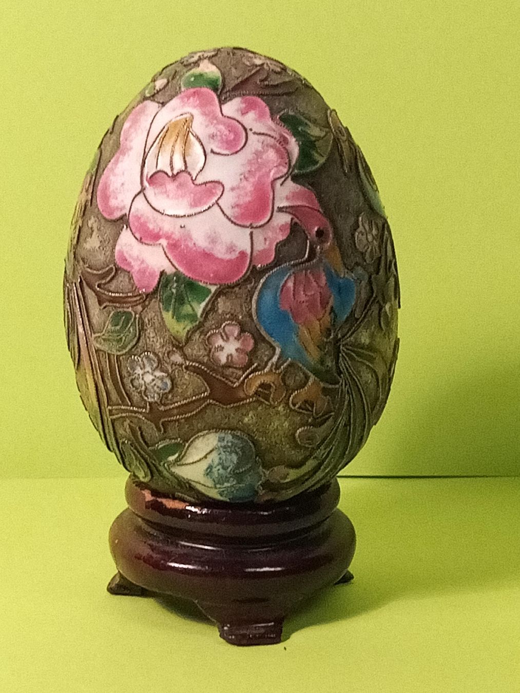 Tutte le decorazioni: Hübsches Cloisonné- Ei  Chinesisch mit Holzständer. – Usato da basel venduto da markusb07 2