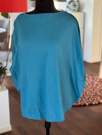 MODISSA Silk Cotton Cape Pullover Wassergrün Gr L NEU