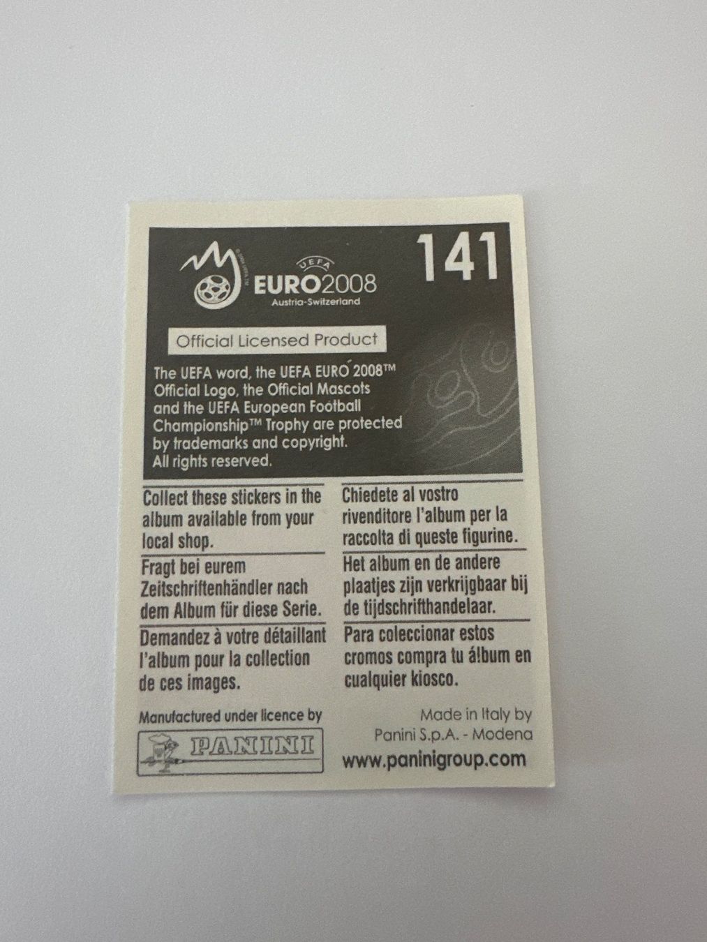 Panini Sammelbilder & Trading cards: Panini UEFA EM 2008 Sticker - Nr. 141 – Gebraucht aus Sulz AG von DealWerk 1