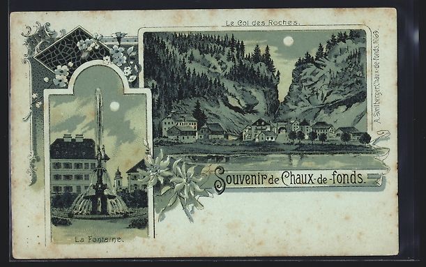 Ansichtskarten: Mondschein-Lithographie Chaux-de-Fonds,  – Gebraucht aus Berlin von bartko-reher
