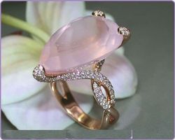 TRAUM Rosenquarz Brillantring, 16,83 ct., Roségold-750 NEUW