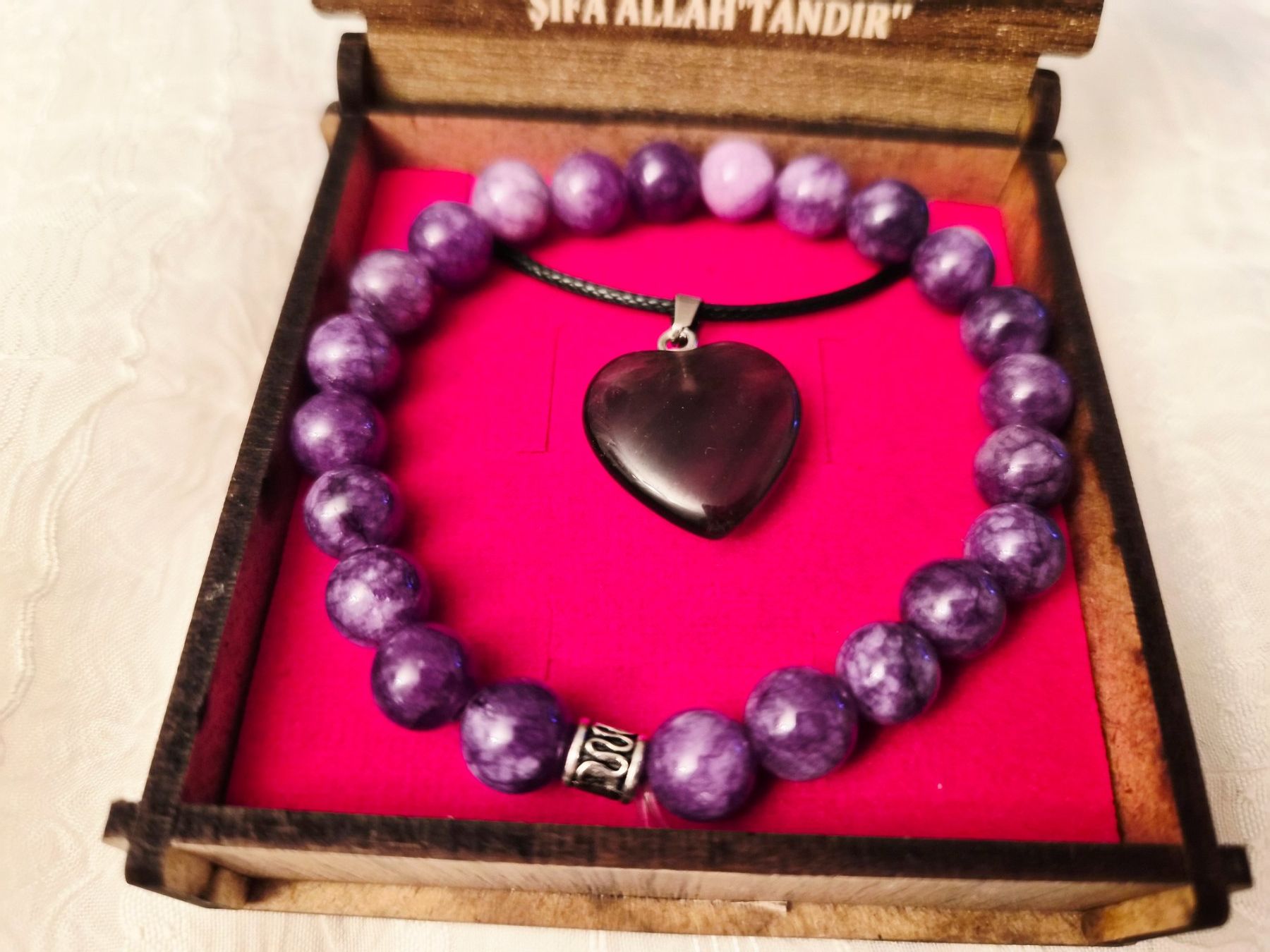 Armbänder & -reifen: Amethyst Edelstein Armband Elastisch mit Halskette – Neu und originalverpackt aus Dietikon von Eleda
