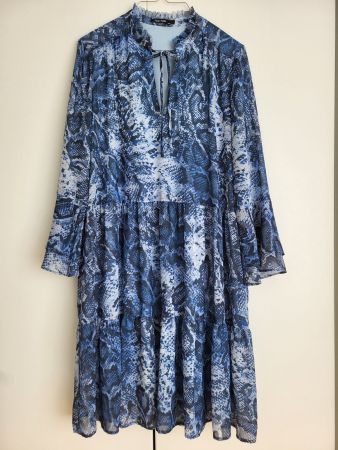 MARC AUREL Kleid, Gr.38 - Schlange Muster, Blau