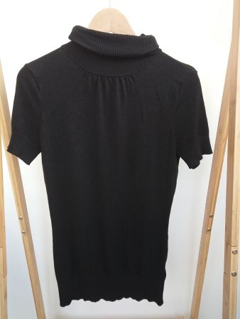 Damen kurzarm Rollkragen Pullover H&M Gr. XS Schwarz
