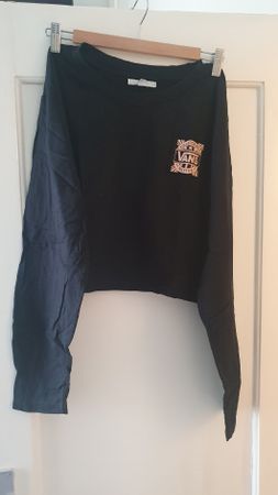 Schwarzes Vans Langarmshirt Gr. XL Crop Top