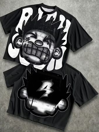 T-shirt unisexe noire imprimée, état neuf