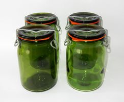 4 Stück « Bülach » - Vorratsgläser 1.0 L - Vintage - grün