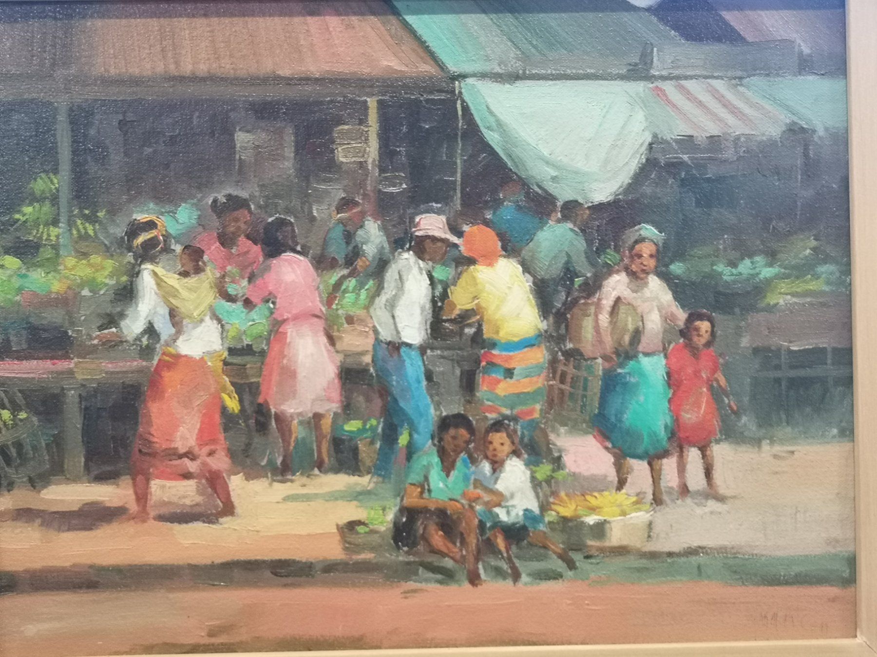 Dipinti: Oel Gemälde Bild Marktplatz 62cm x 52cm Philippinen Cebu – Usato da Kloten venduto da Asiatica 2