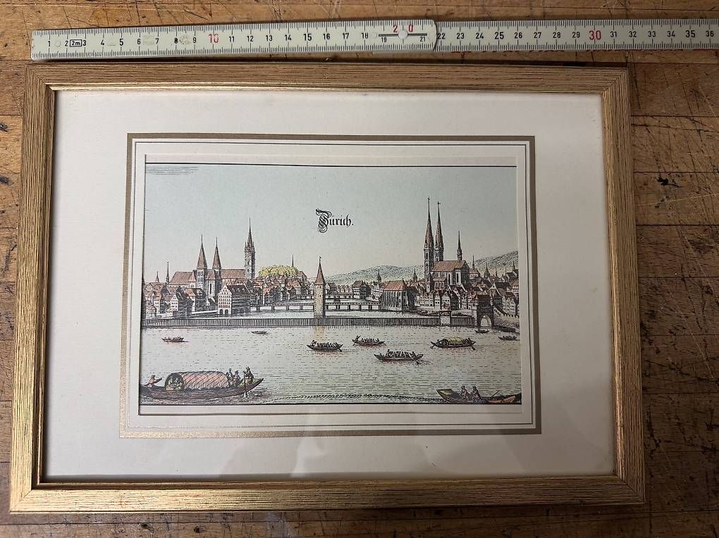 Stiche: Bild Stich Zürich vergoldeter Rahmen – Gebraucht aus Winterthur von Goldeneye7